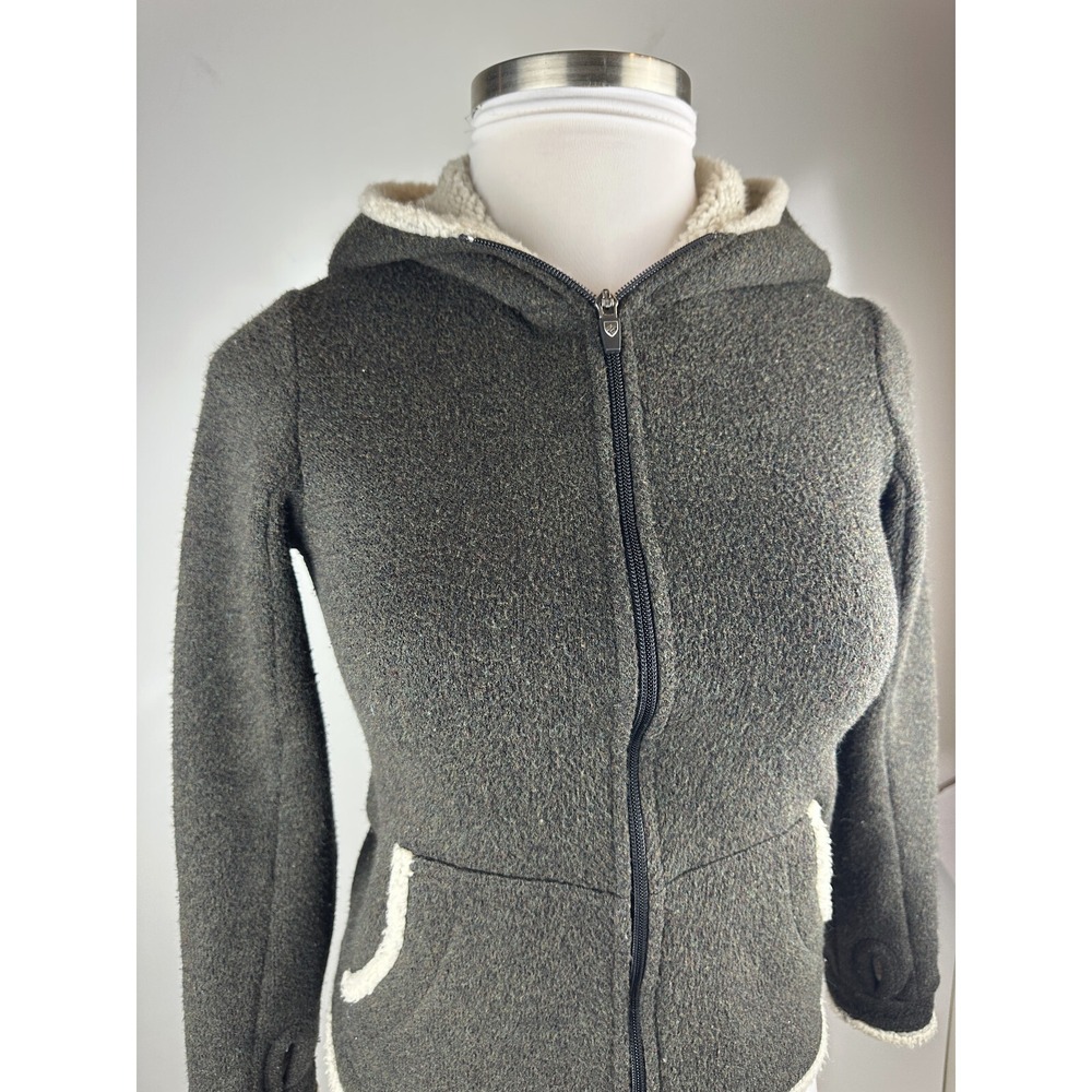 Kuhl Apres Alfpaca Fleece Full Zip Hooded Jacket Sherpa Brown Cozy Warm Size XS - Picture 5 of 16